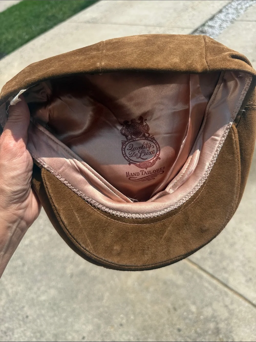 Vintage LL Bean Suede Newsboy Hat Genuine Leather Cap XL